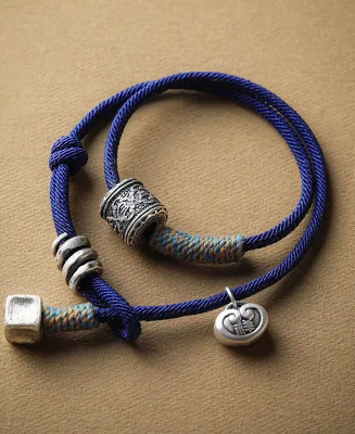 Blue Cord Brass Protection Bracelet